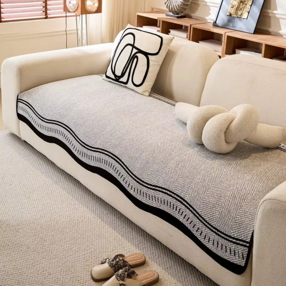 Modern Wave Anti-Slip Microfiber Sofa Cover