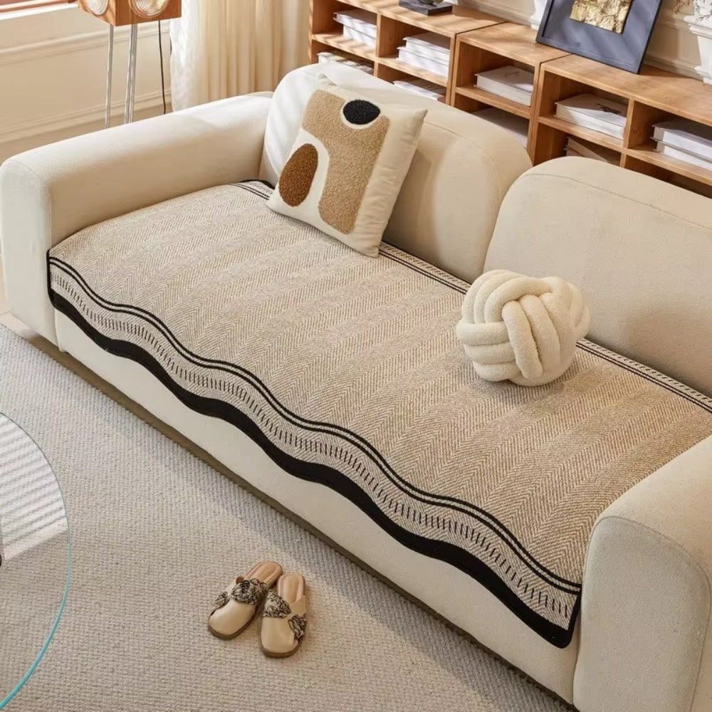 Modern Wave Anti-Slip Microfiber Sofa Cover