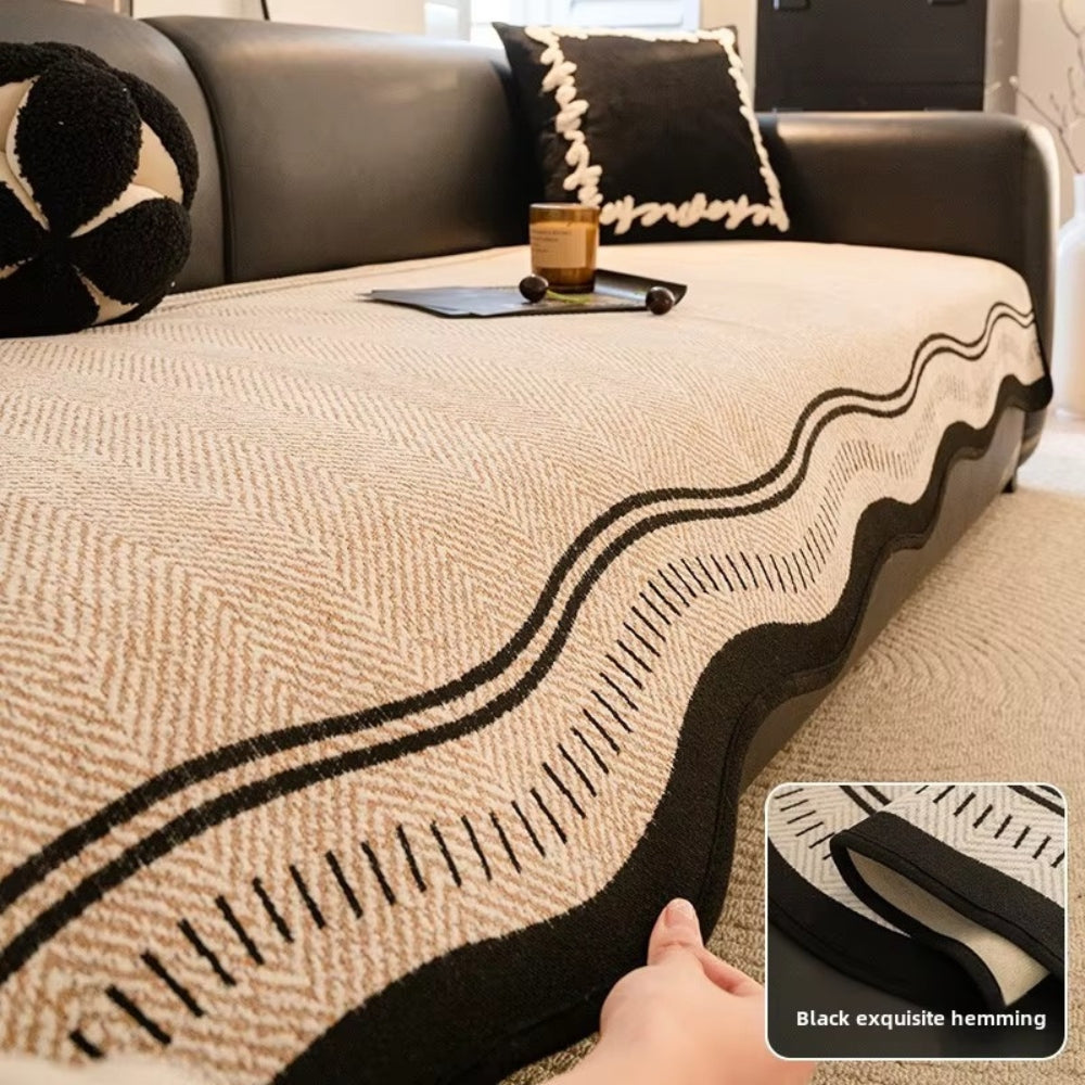 Modern Wave Anti-Slip Microfiber Sofa Cover