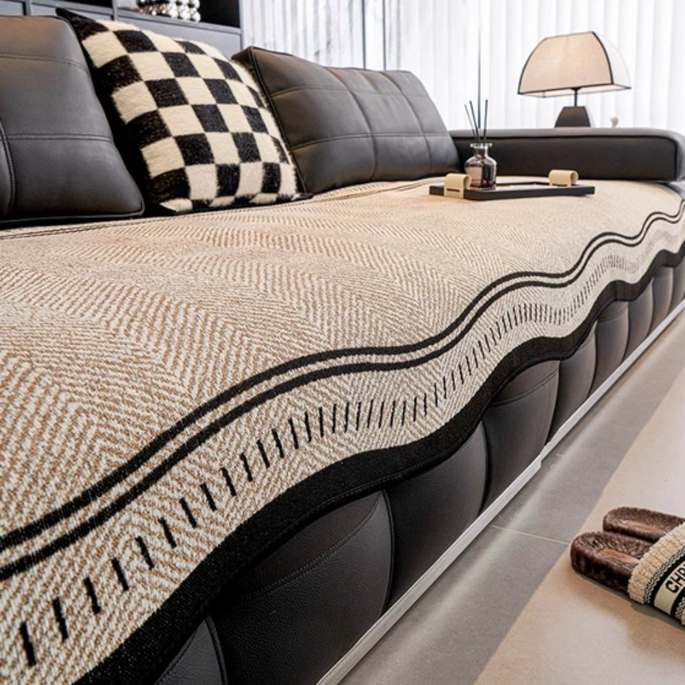 Modern Wave Anti-Slip Microfiber Sofa Cover