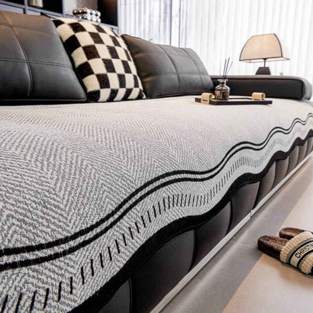 Modern Wave Anti-Slip Microfiber Sofa Cover