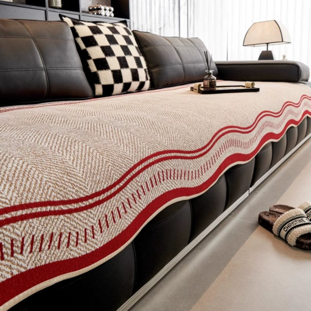 Modern Wave Anti-Slip Microfiber Sofa Cover
