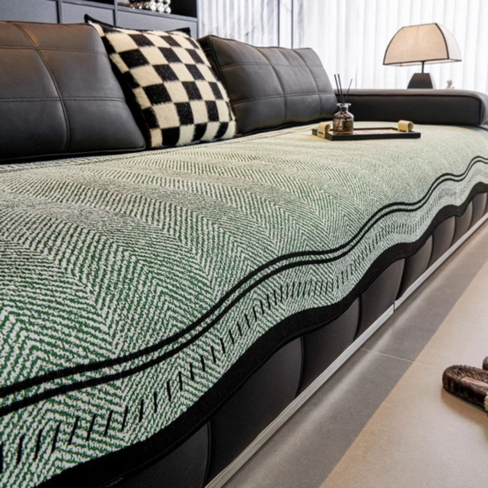 Modern Wave Anti-Slip Microfiber Sofa Cover
