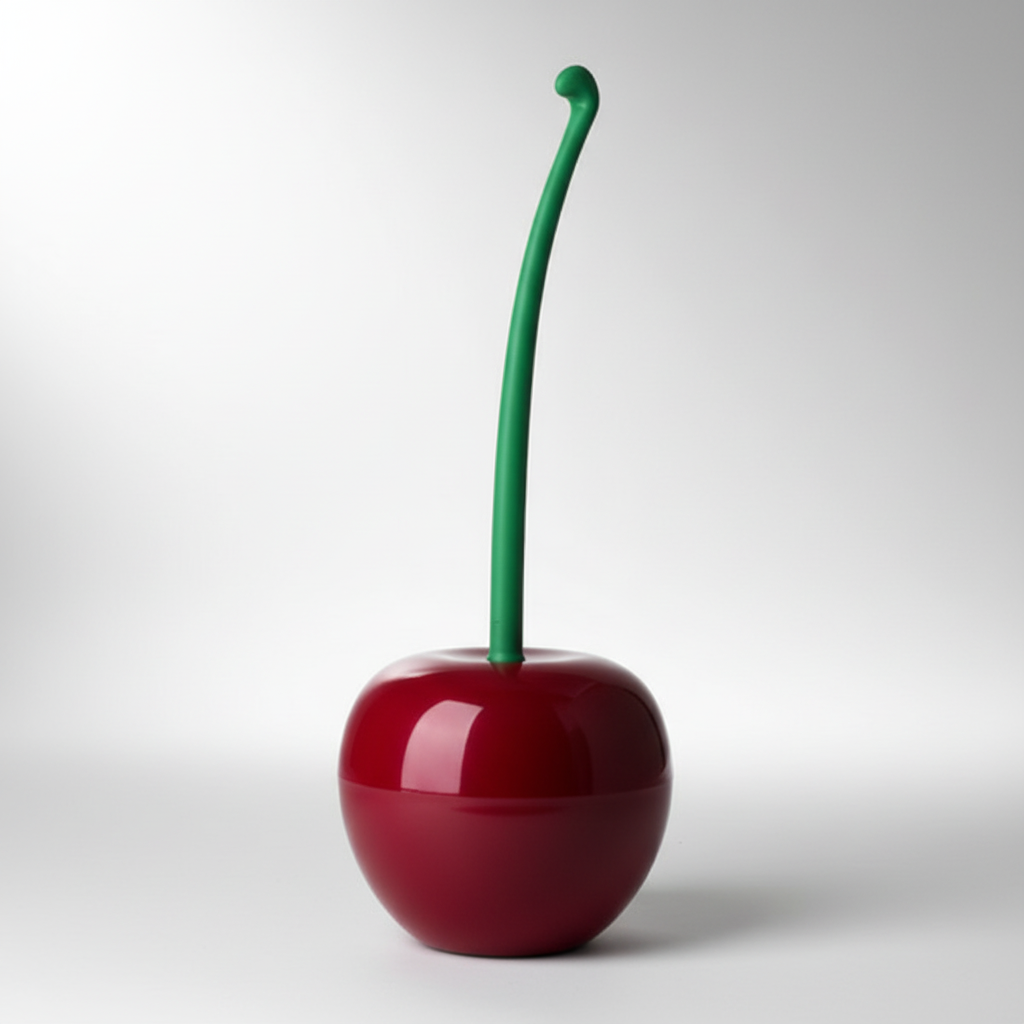 Cherry-Shaped Toilet Brush with Ergonomic Handle and Holder