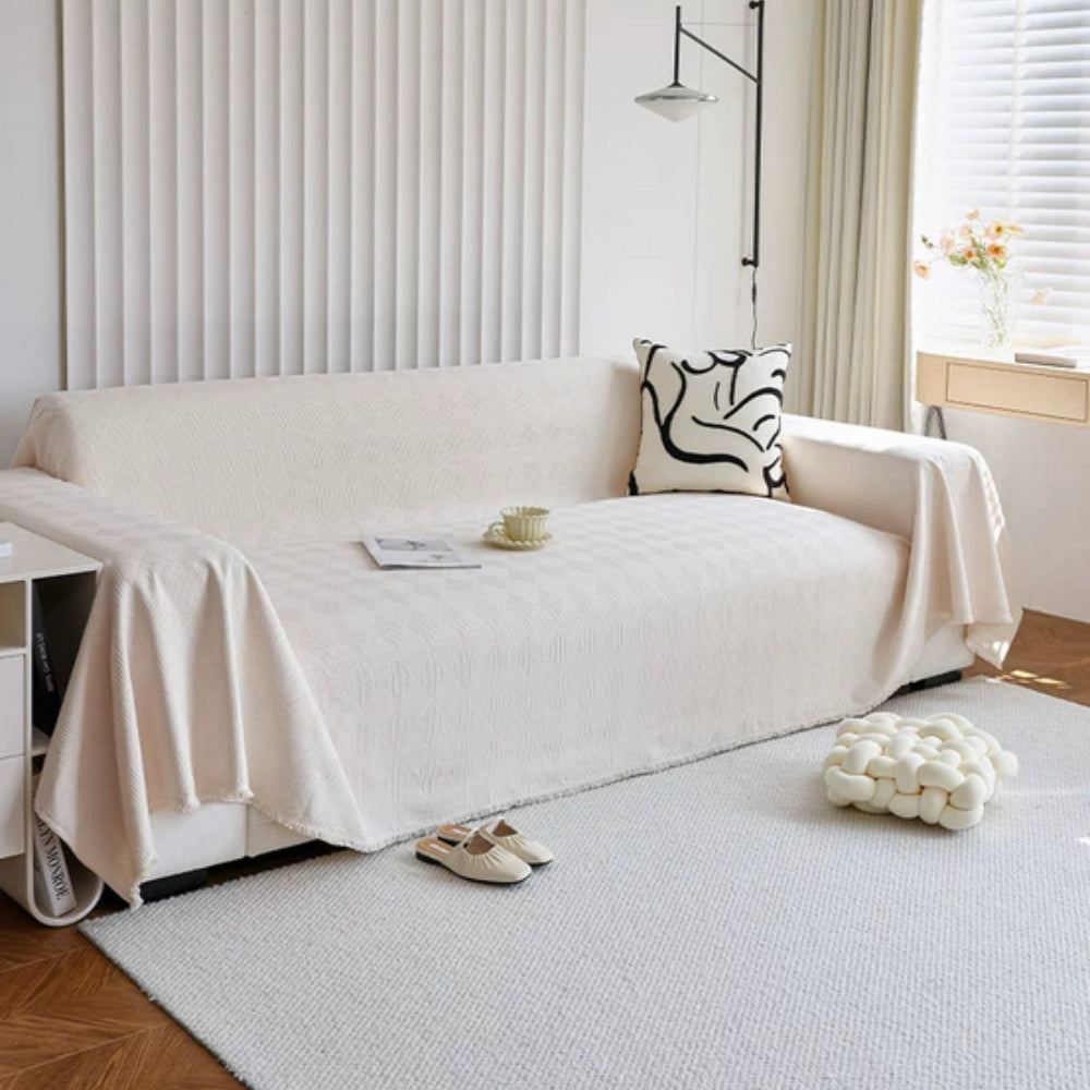 Diamond Grid Chenille Sofa Protector Cover