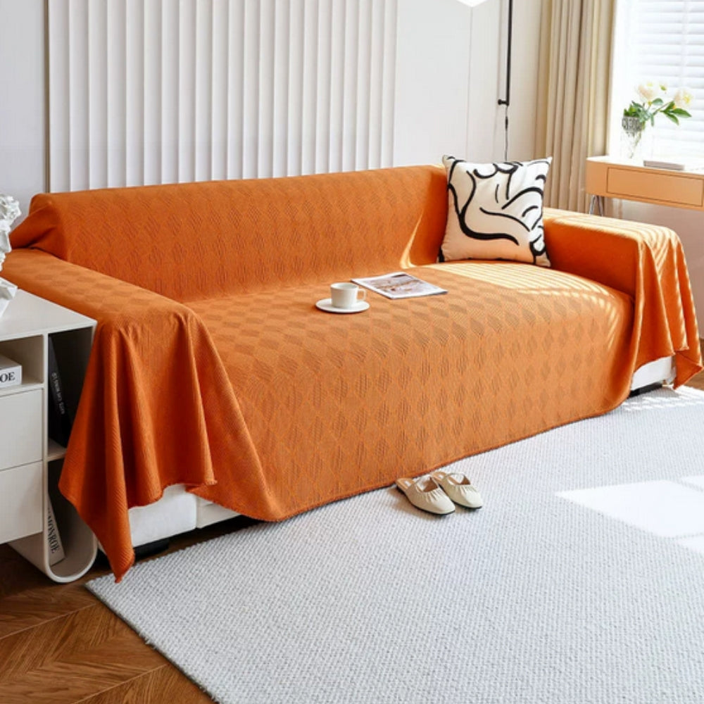 Diamond Grid Chenille Sofa Protector Cover