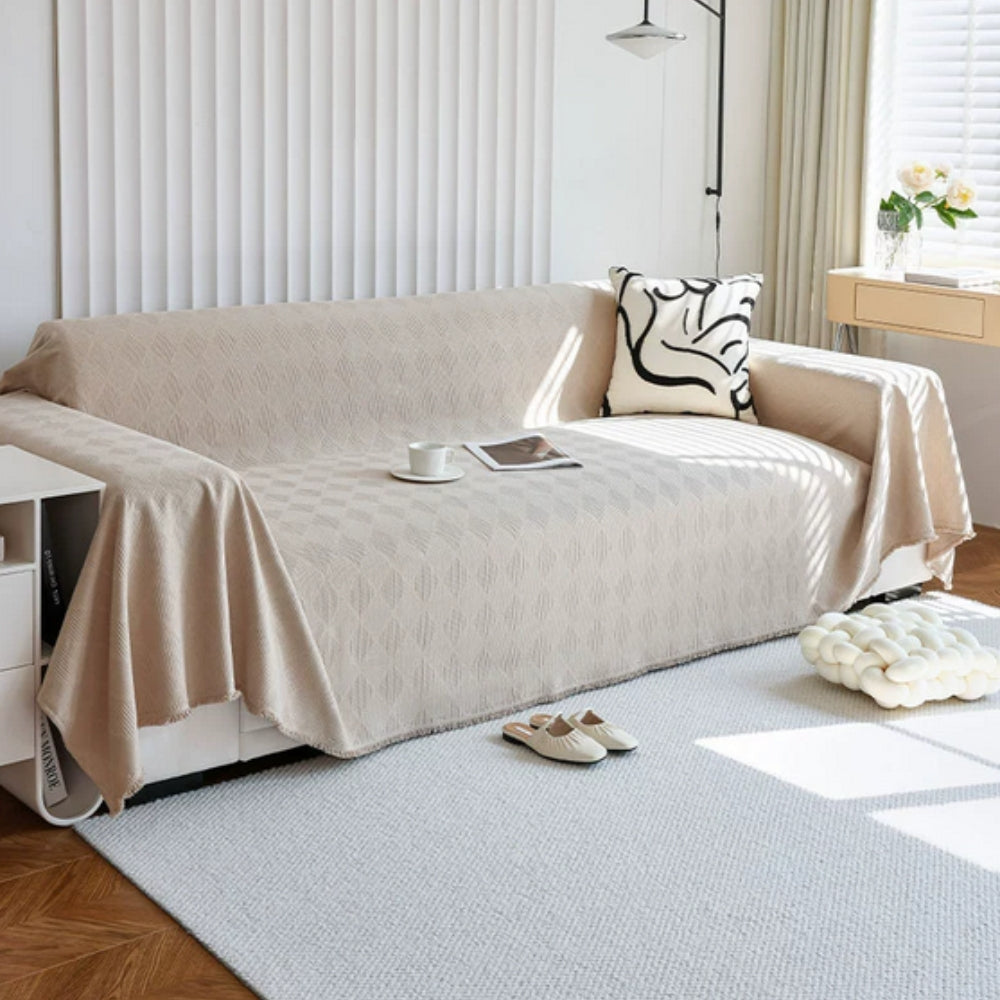 Diamond Grid Chenille Sofa Protector Cover