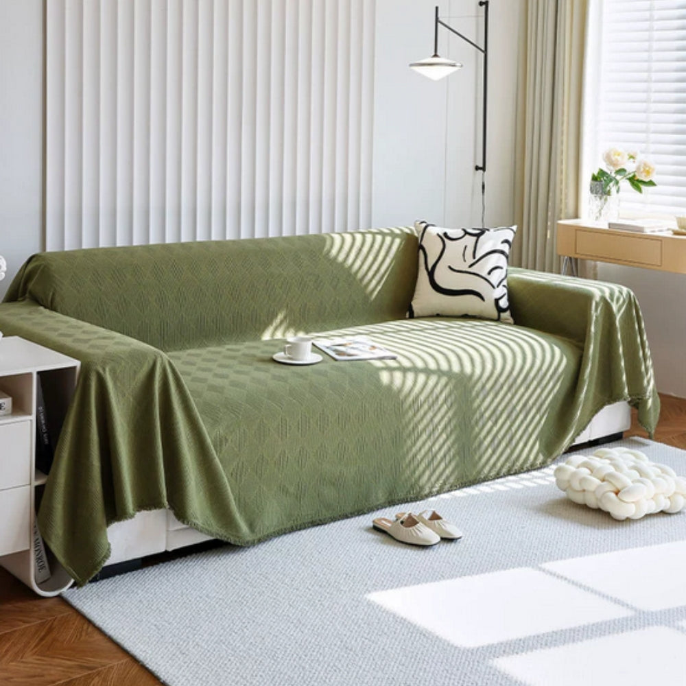 Diamond Grid Chenille Sofa Protector Cover