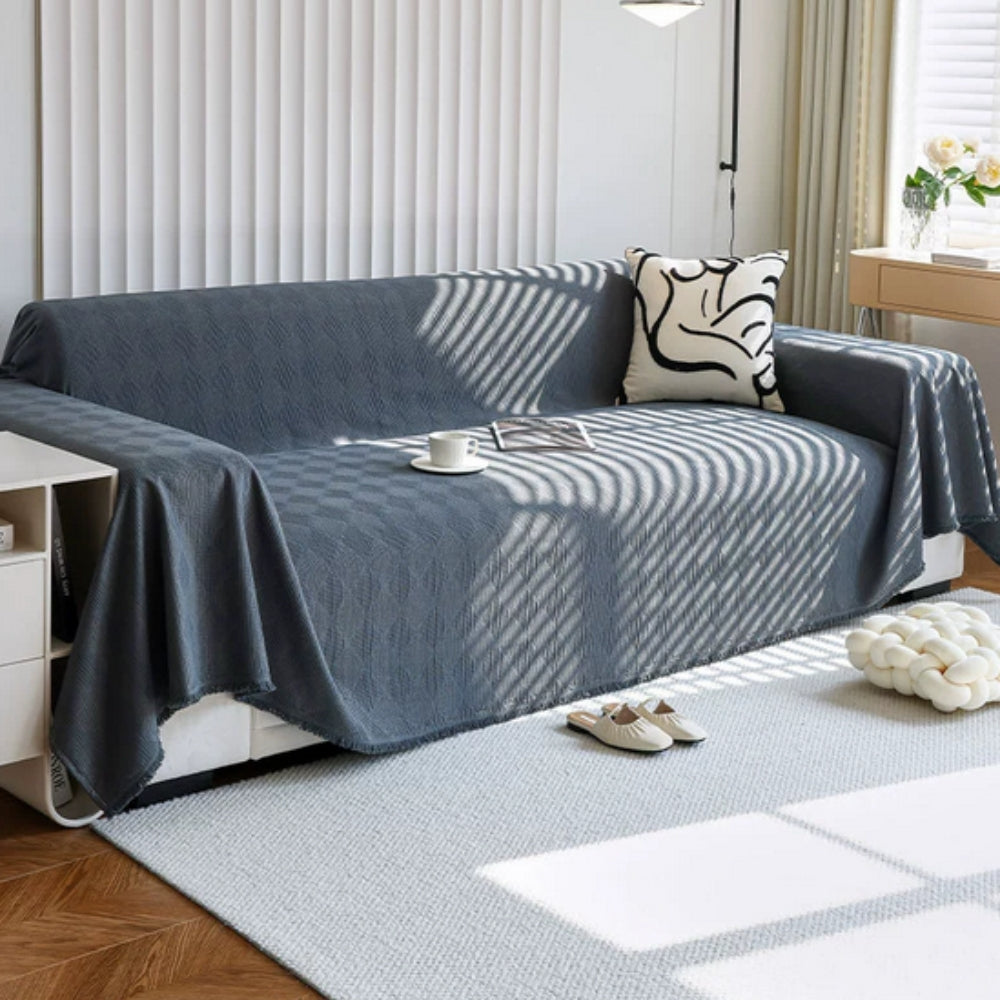 Diamond Grid Chenille Sofa Protector Cover