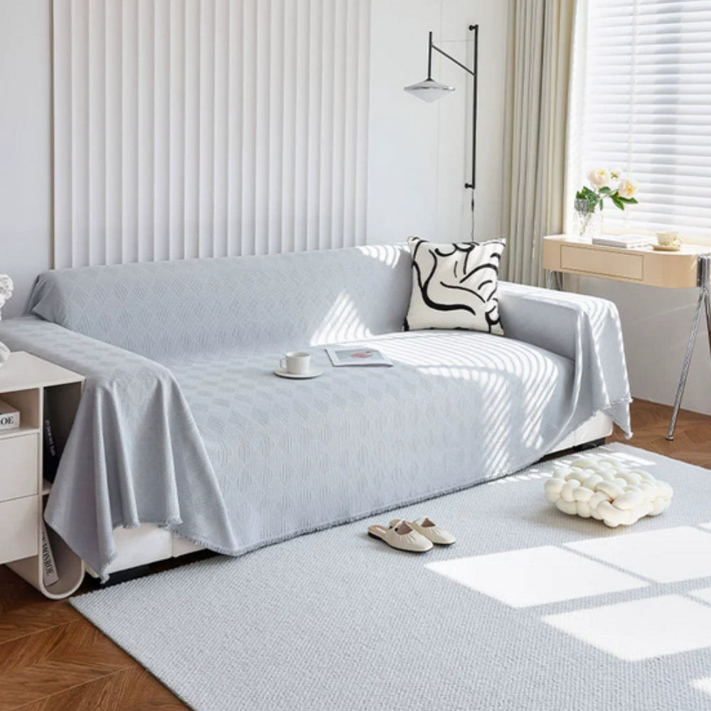 Diamond Grid Chenille Sofa Protector Cover