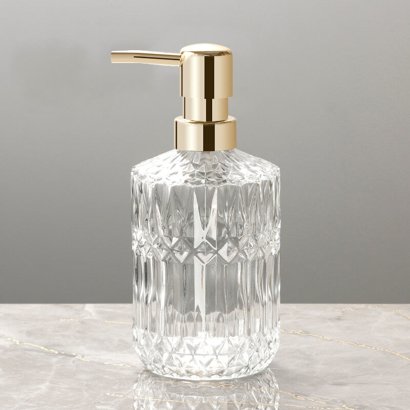 Diamond Pattern Glass Soap Dispenser - 13.8 oz