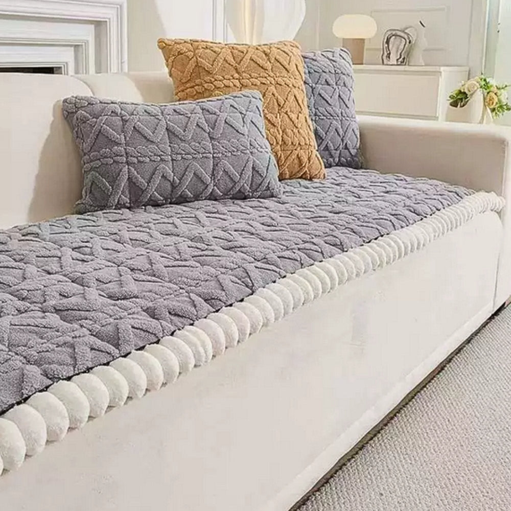 Plush Diamond Quilted Sofa Protector Cover