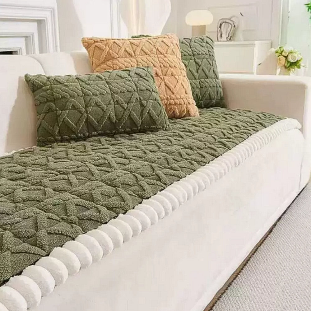 Plush Diamond Quilted Sofa Protector Cover
