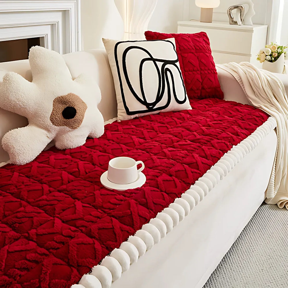 Plush Diamond Quilted Sofa Protector Cover
