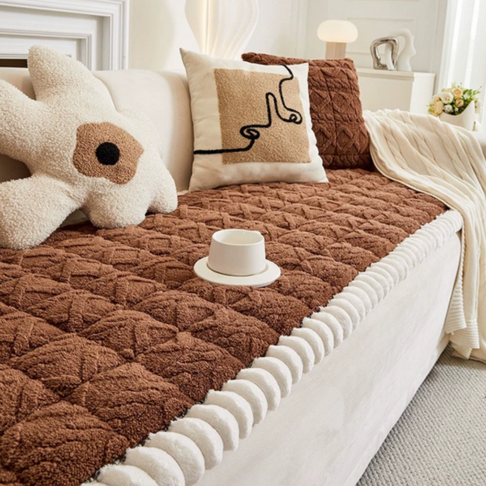 Plush Diamond Quilted Sofa Protector Cover