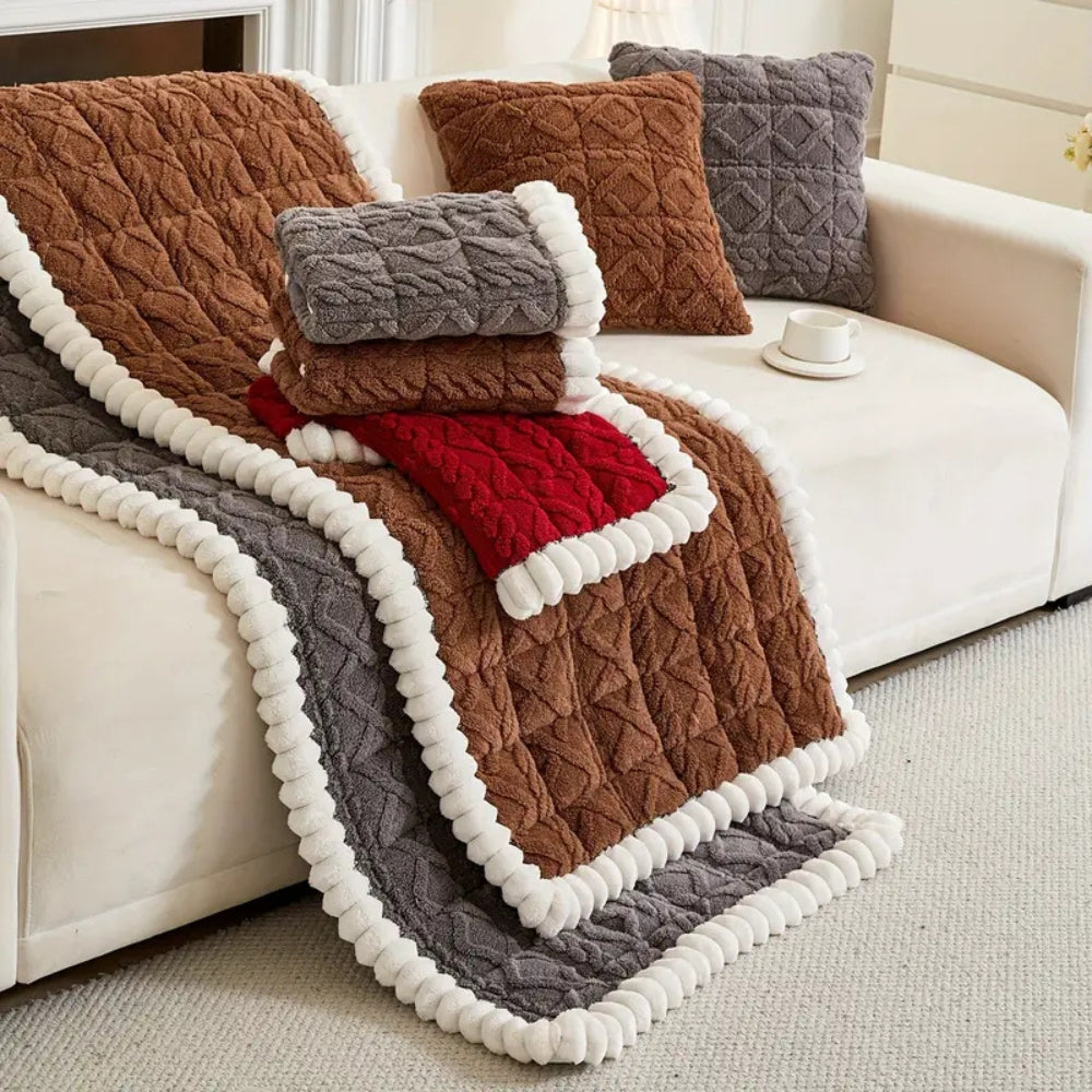 Plush Diamond Quilted Sofa Protector Cover