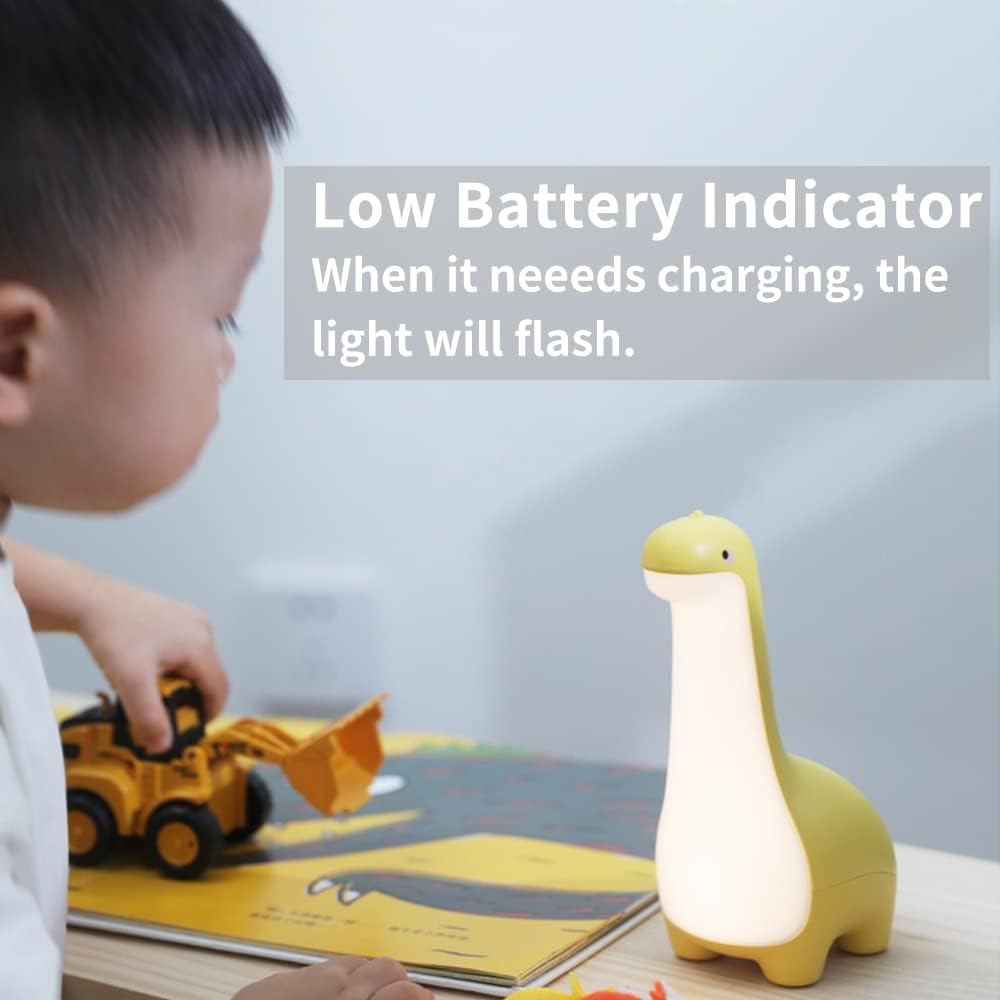 Soft Glow Dinosaur Night Light for Kids with Rechargeable Battery and Touch Control