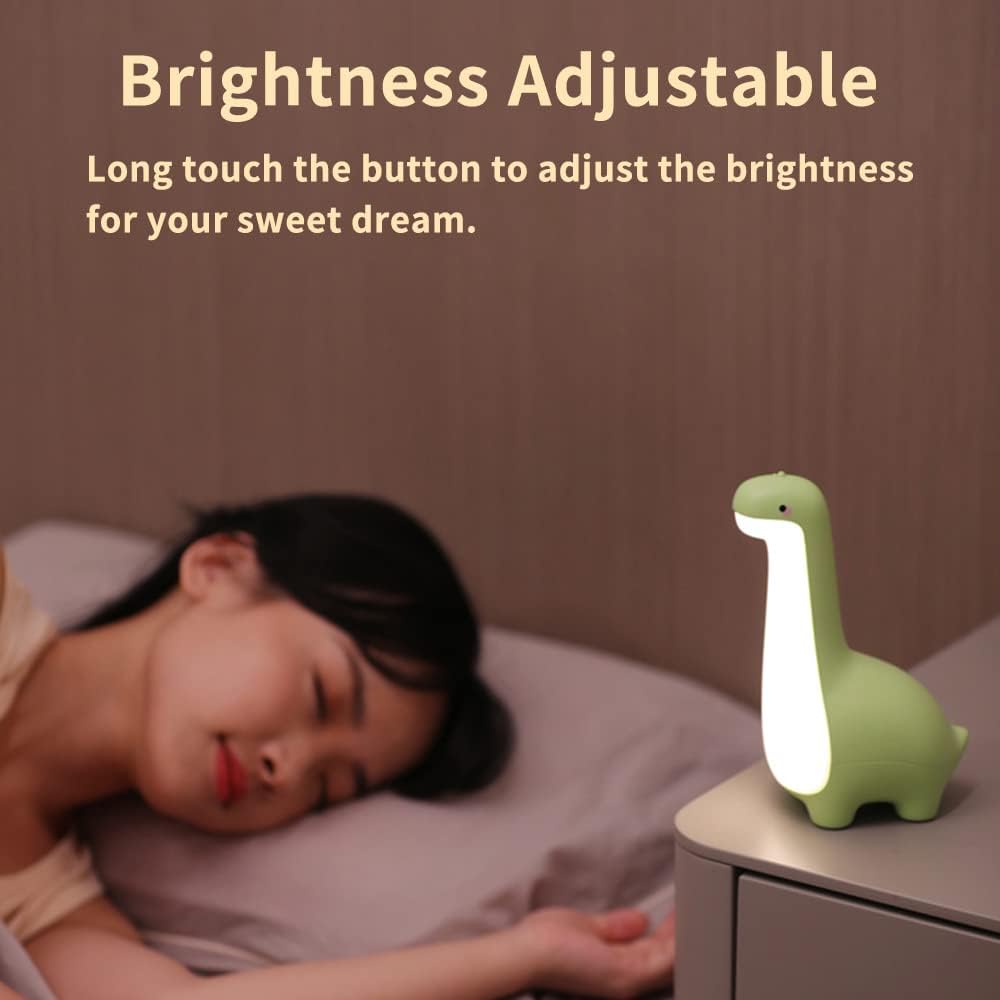 Soft Glow Dinosaur Night Light for Kids with Rechargeable Battery and Touch Control