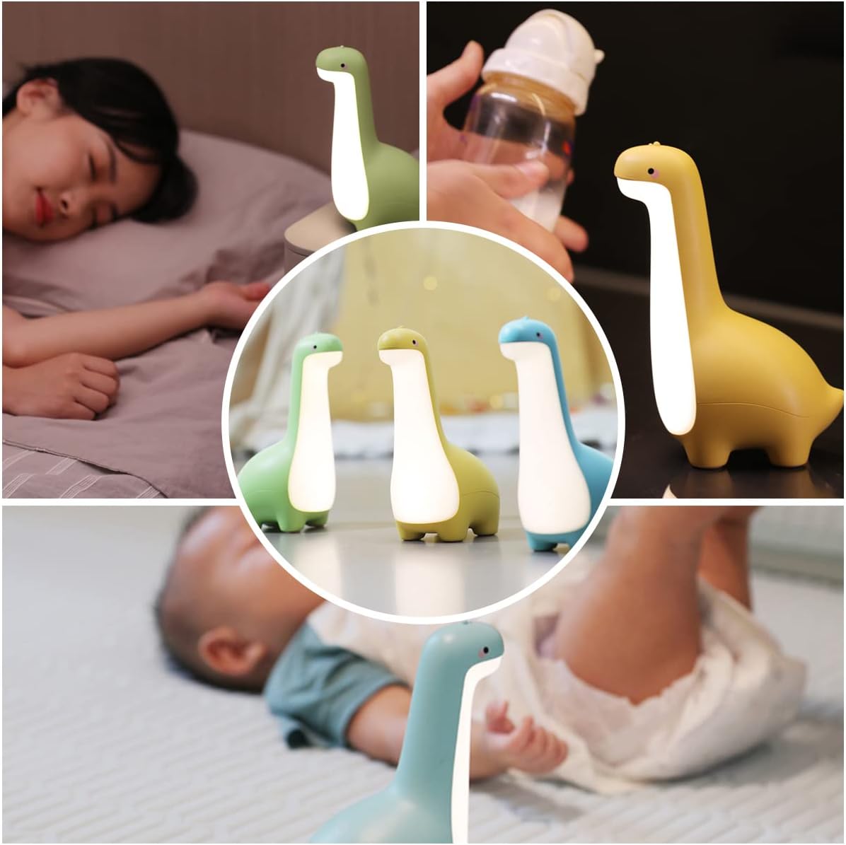 Soft Glow Dinosaur Night Light for Kids with Rechargeable Battery and Touch Control