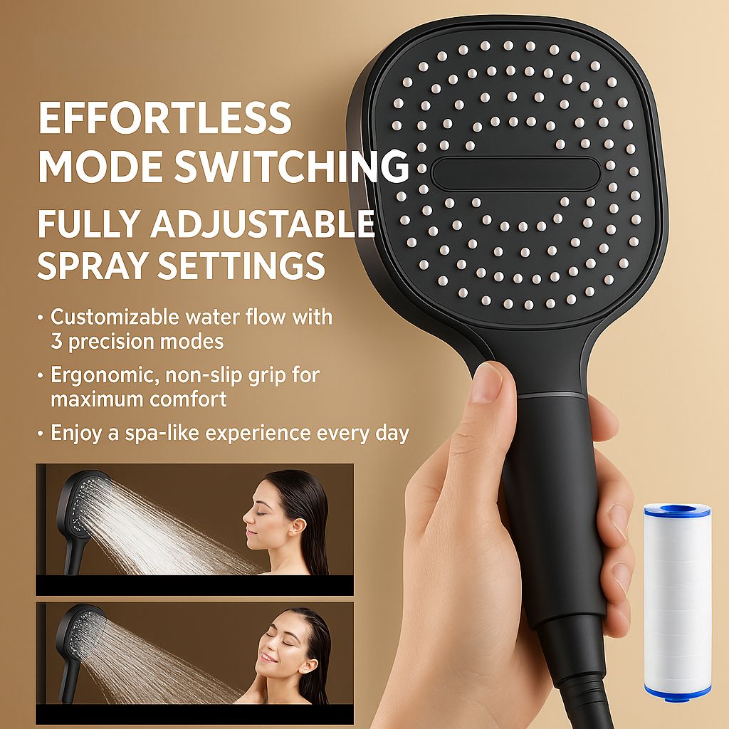 High Pressure Shower Head with Turbo Boost and Filtration