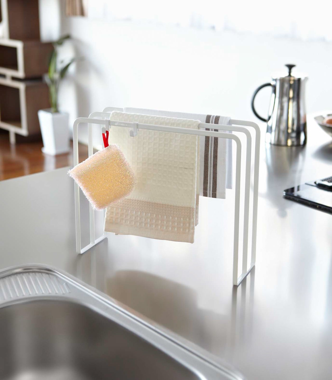 Stainless Steel Dish Towel Holder with Hooks