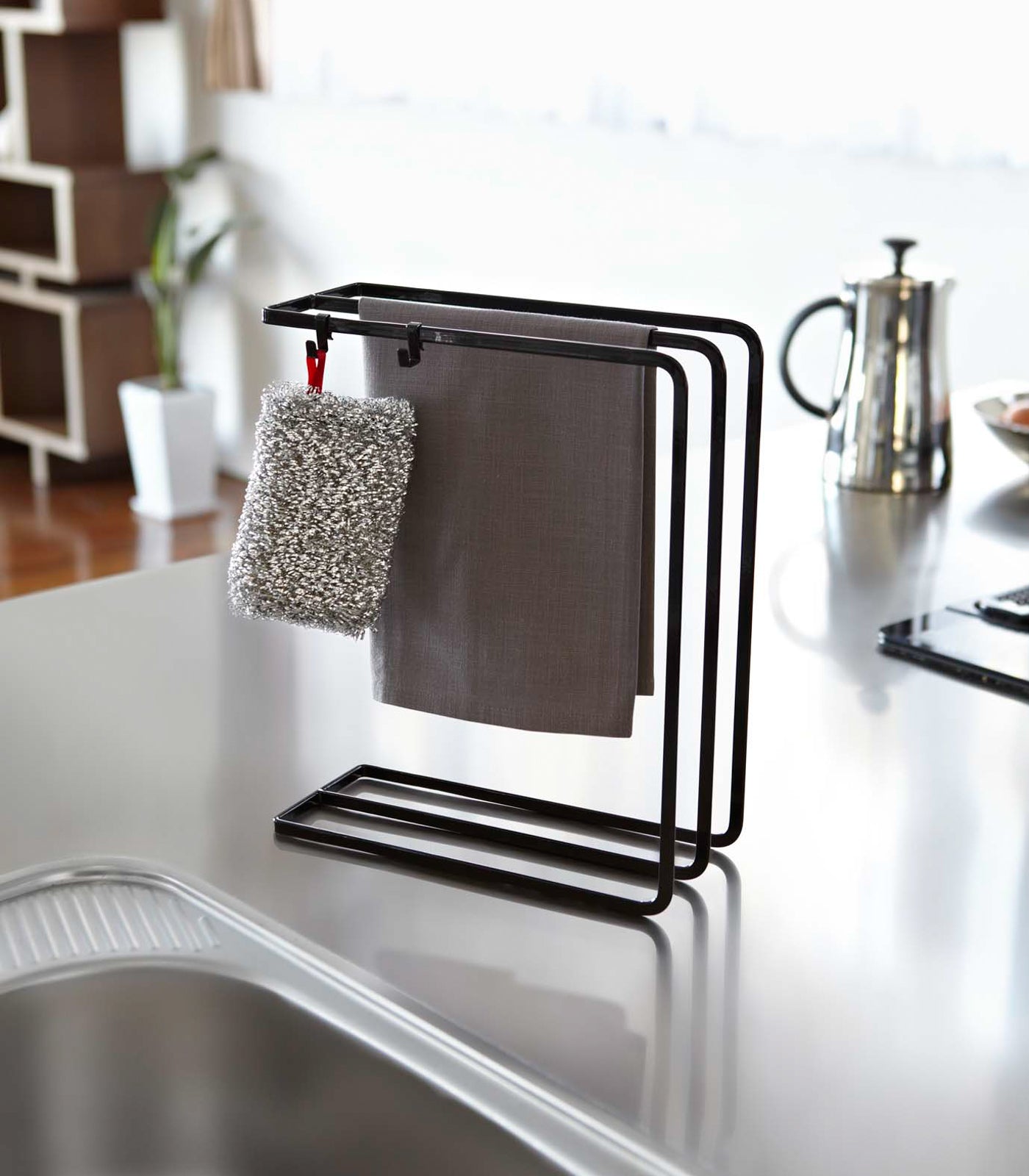 Stainless Steel Dish Towel Holder with Hooks