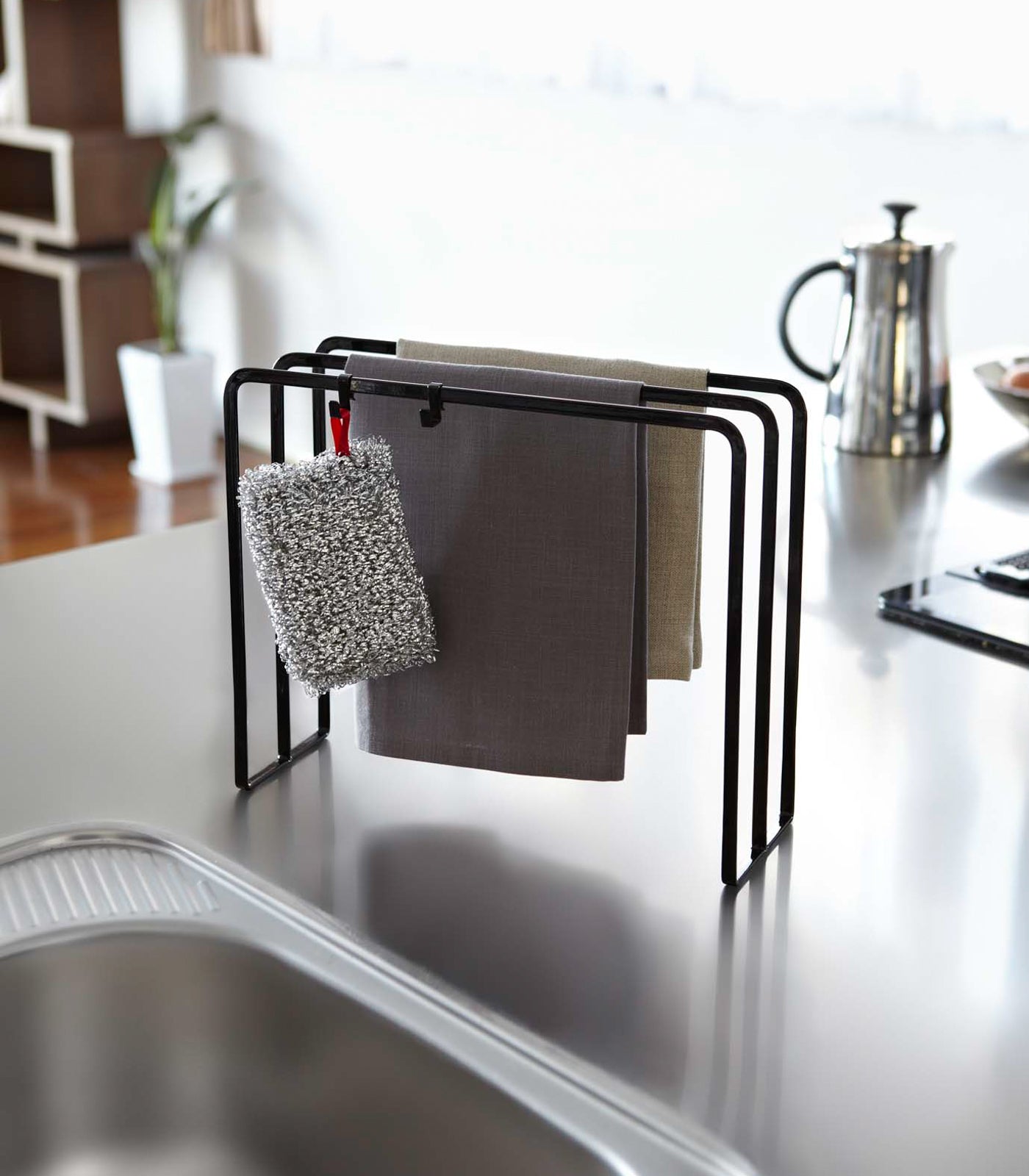 Stainless Steel Dish Towel Holder with Hooks