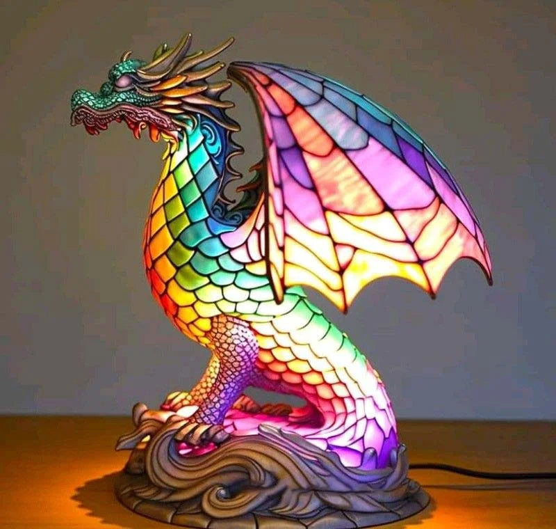 Stained Glass Animal Table Lamp with LED Light