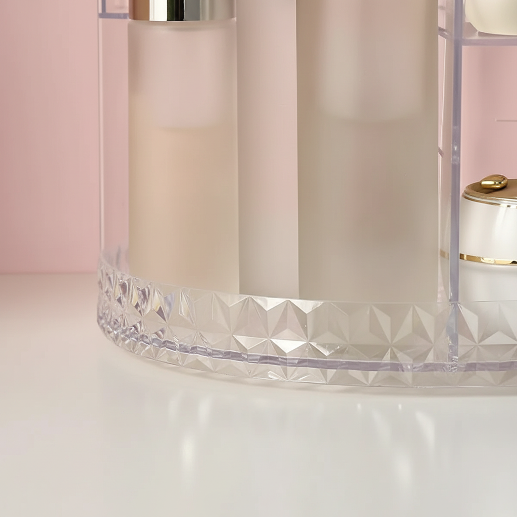 Rotating Acrylic Makeup Organizer with Clear Compartments