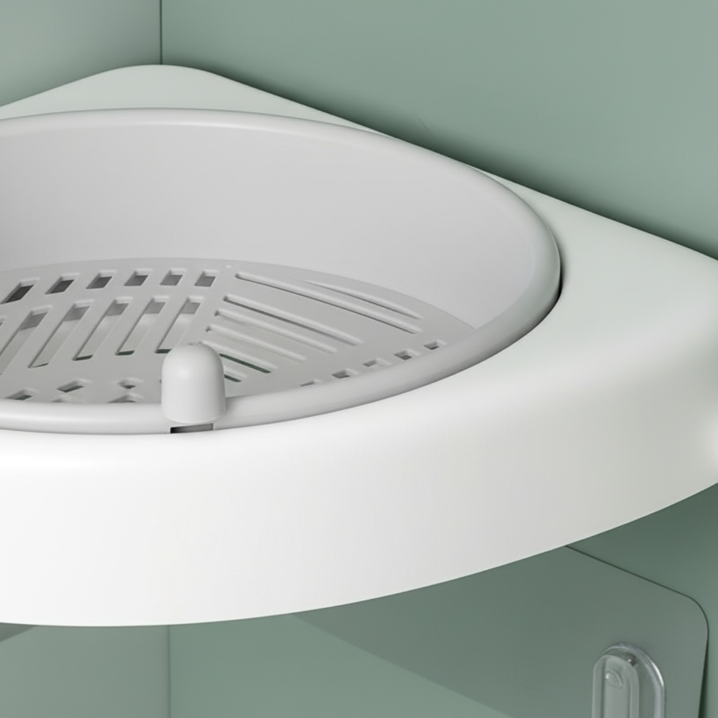 Rotating Corner Shelf Organizer with Drainage - Durable Plastic