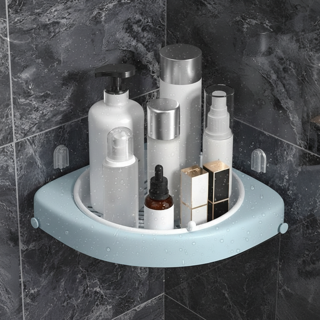 Rotating Corner Shelf Organizer with Drainage - Durable Plastic