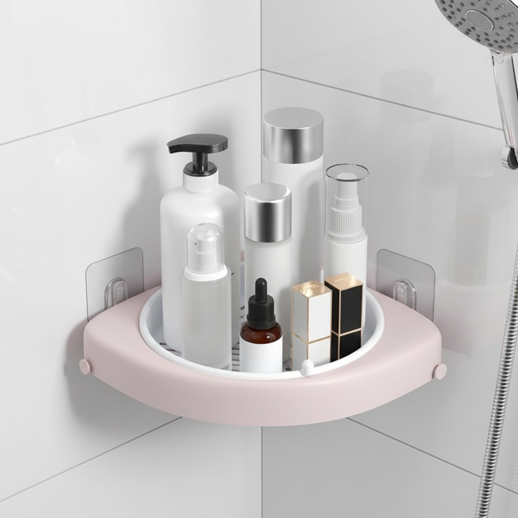 Rotating Corner Shelf Organizer with Drainage - Durable Plastic