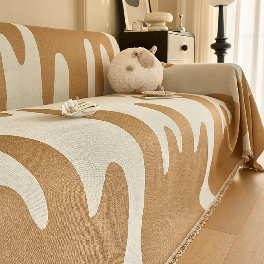 Dripping Color Chenille Sofa Cover for 2-Seater Sofas