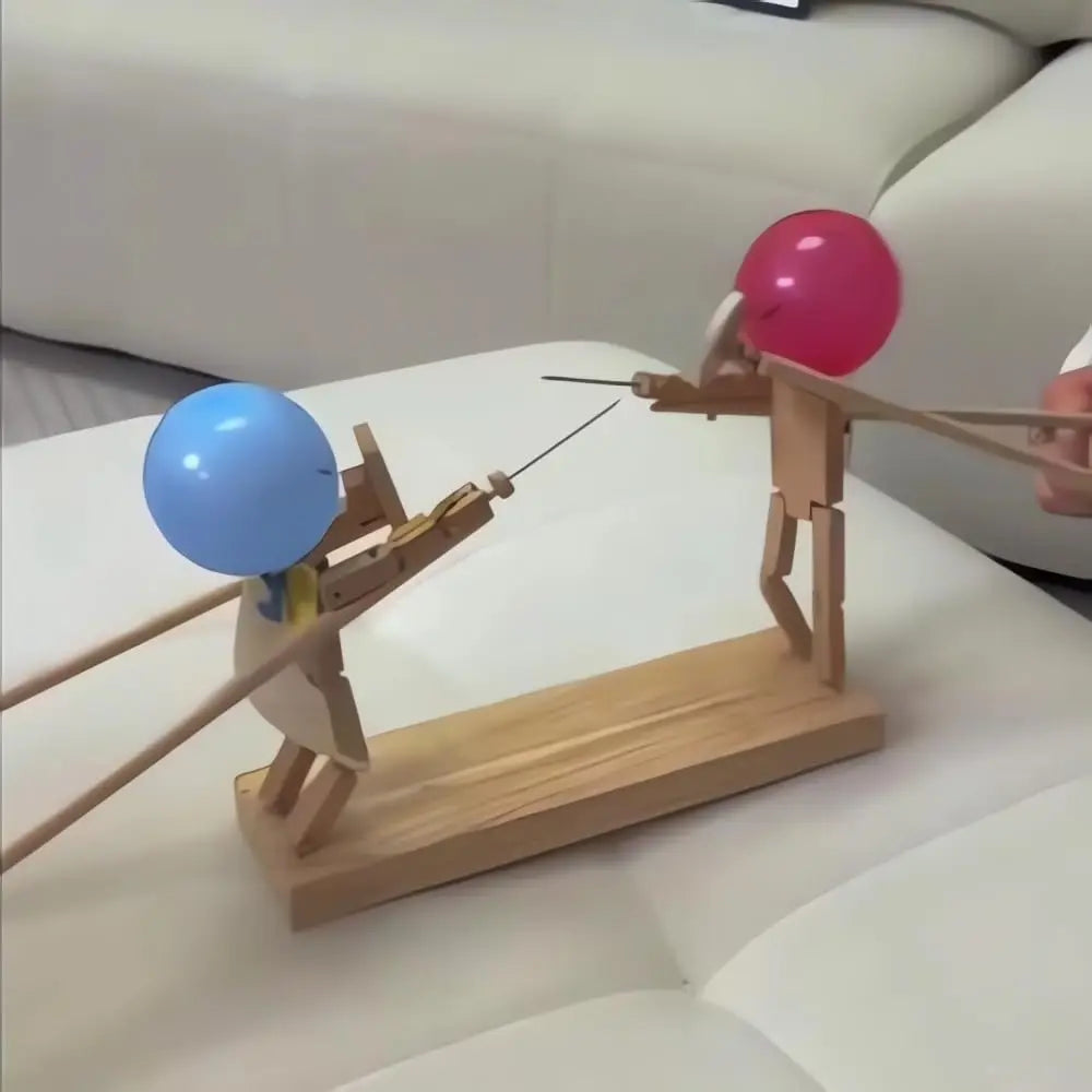 Handmade Wooden Balloon Duel Game for 2 Players