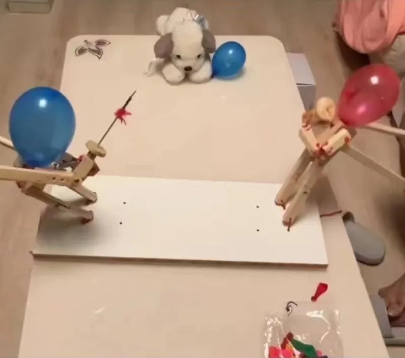 Handmade Wooden Balloon Duel Game for 2 Players