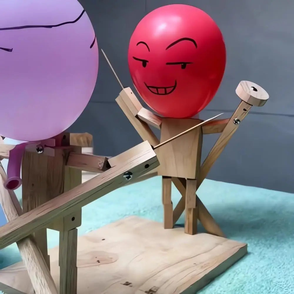 Handmade Wooden Balloon Duel Game for 2 Players