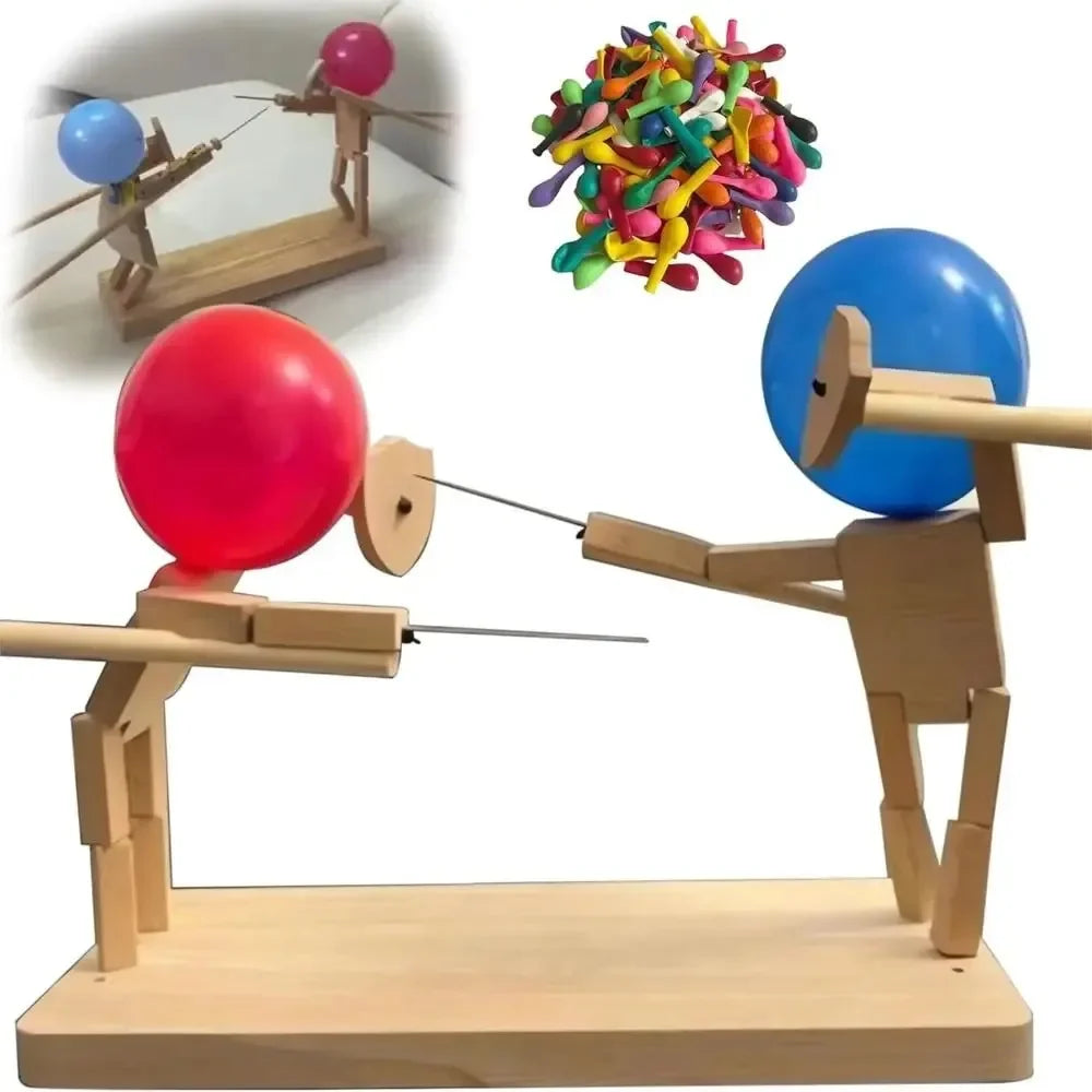 Handmade Wooden Balloon Duel Game for 2 Players