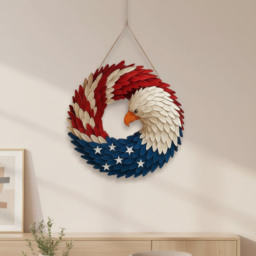 Veterans Eagle Wreath Wall Art for Indoor Outdoor Display