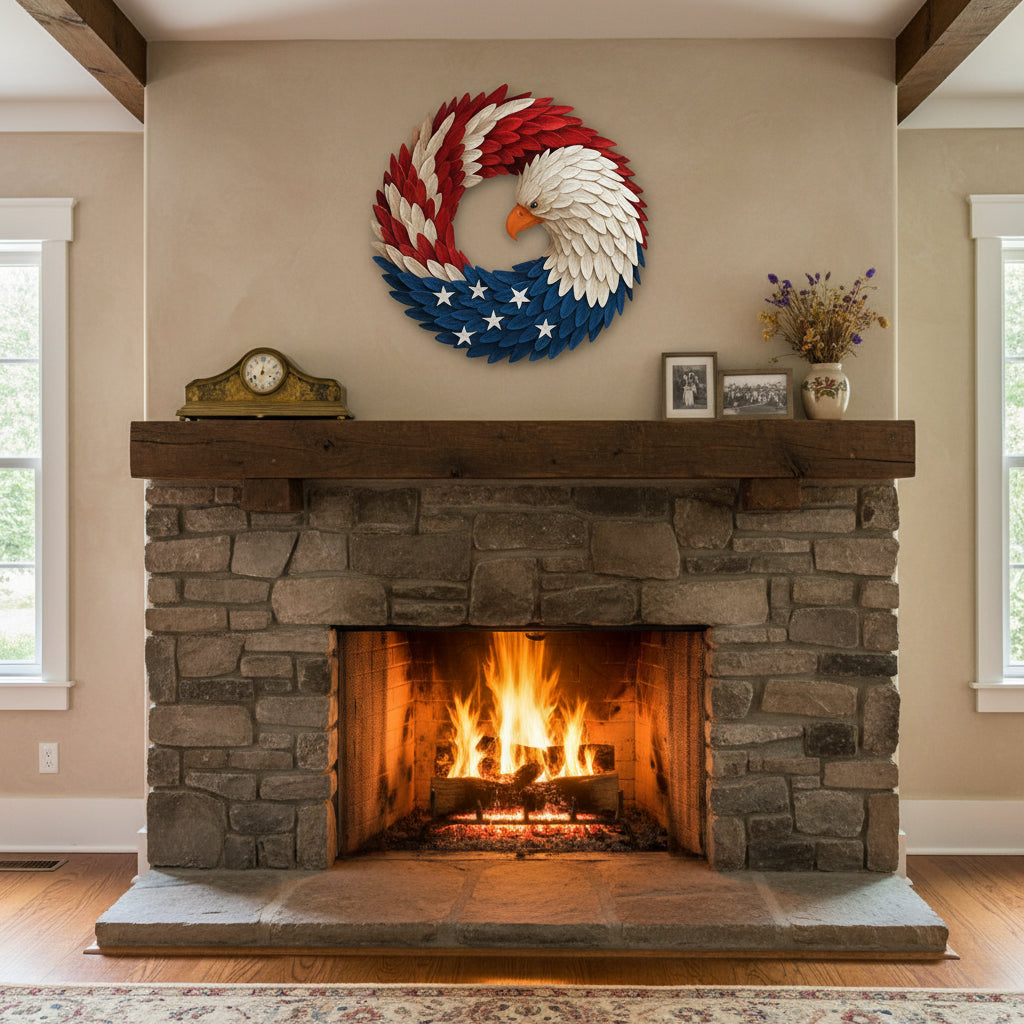 Veterans Eagle Wreath Wall Art for Indoor Outdoor Display