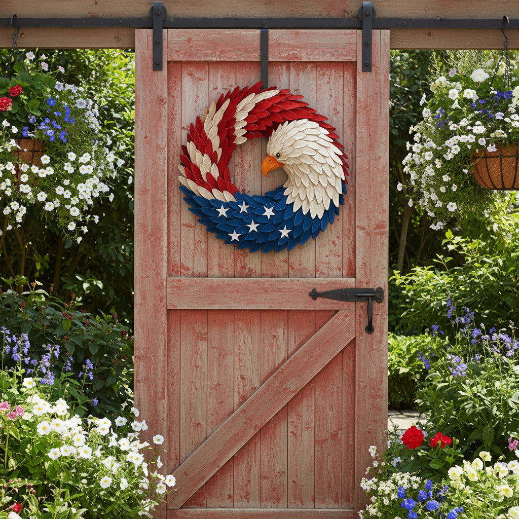 Veterans Eagle Wreath Wall Art for Indoor Outdoor Display