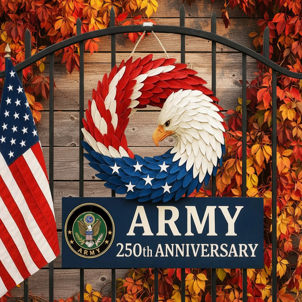 Veterans Eagle Wreath Wall Art for Indoor Outdoor Display