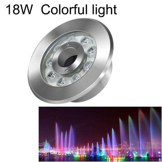 18W Color Changing LED Underwater Fountain Light - Stainless Steel with Tempered Glass