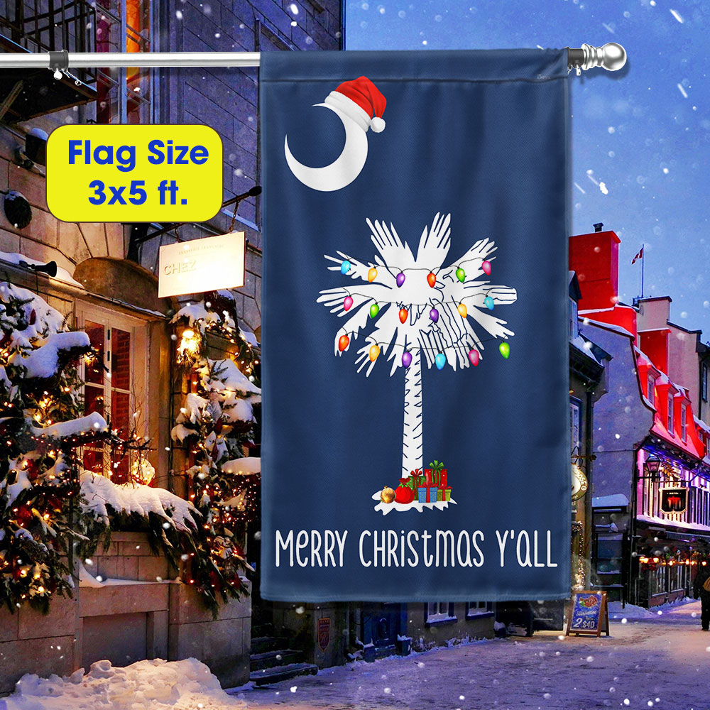 South Carolina Merry Christmas Y'all Flag - Double-Sided Canvas, 3 Sizes