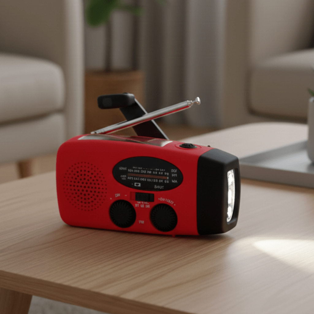 All-in-One Emergency Hand Crank Radio with LED Light and Weather Updates