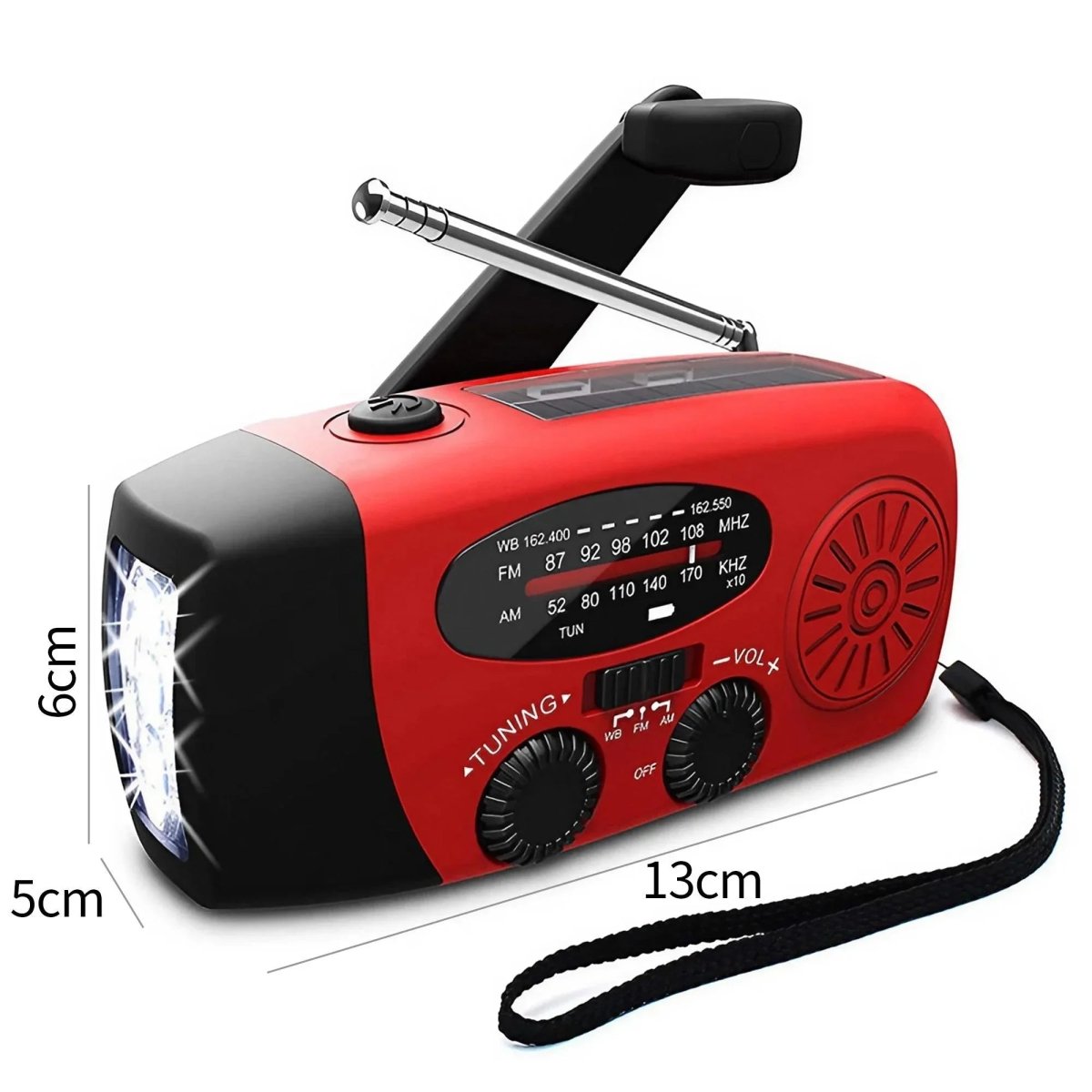 All-in-One Emergency Hand Crank Radio with LED Light and Weather Updates