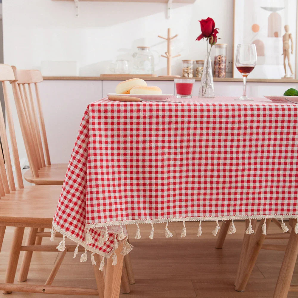 Cotton-Linen Daisy Tablecloth for Rustic Dining