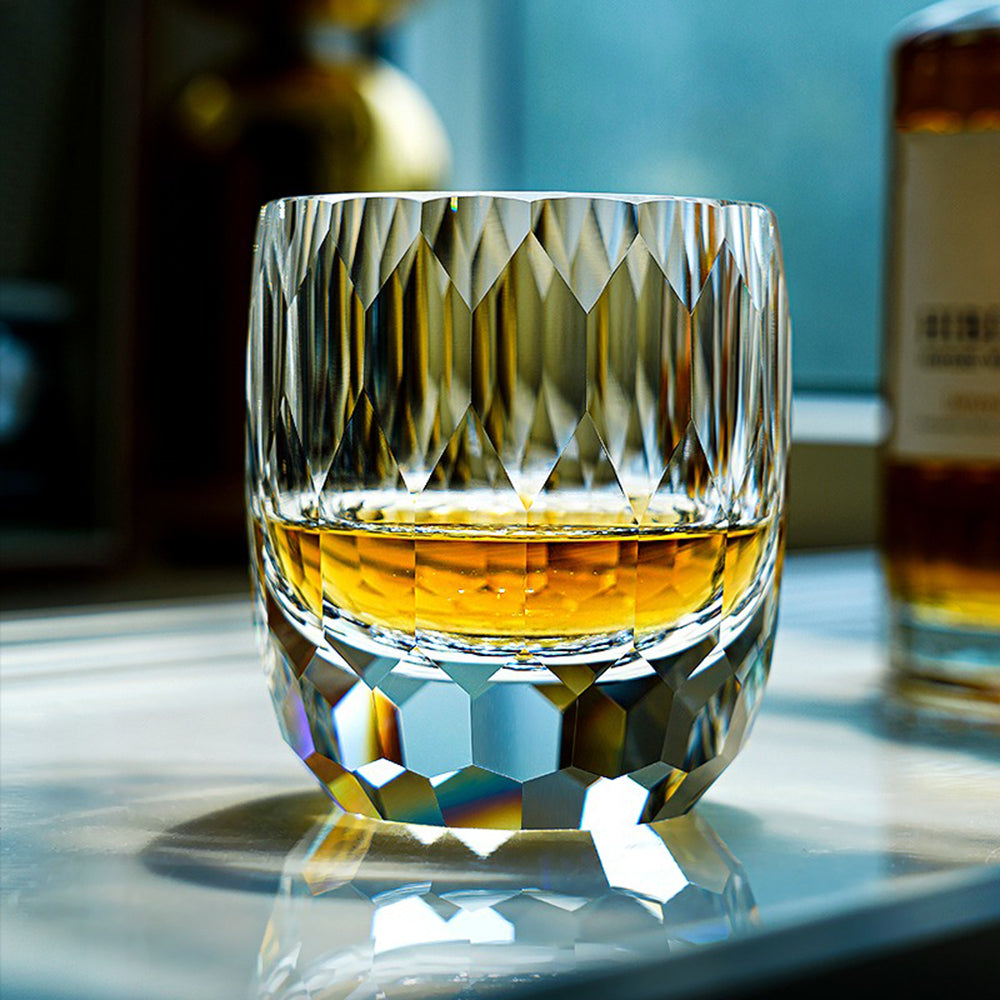 Edo Kiriko Handcrafted Diamond Cut Whiskey Glass