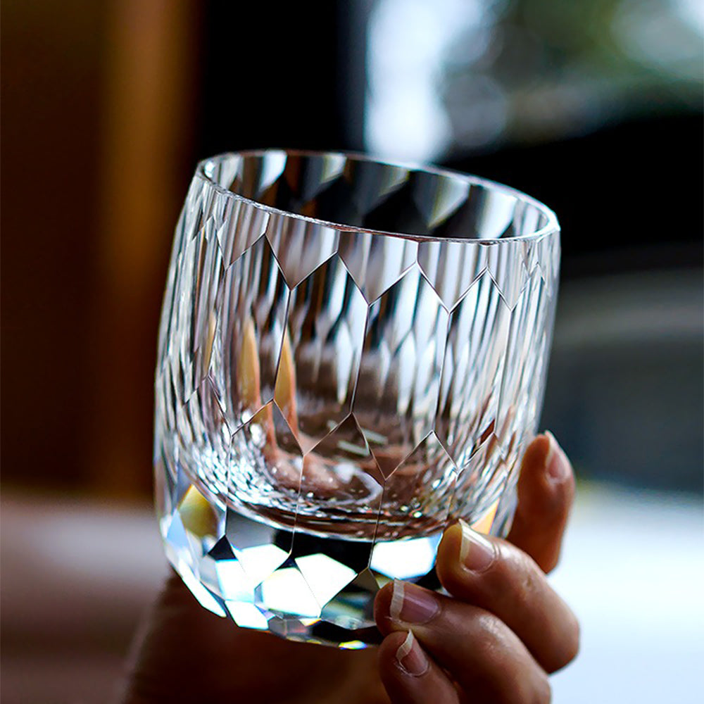 Edo Kiriko Handcrafted Diamond Cut Whiskey Glass