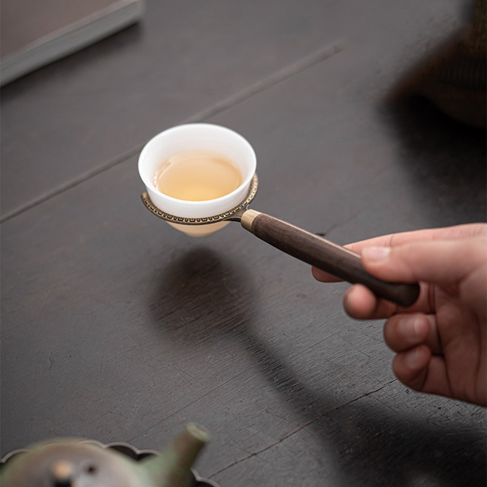 Ebony Tea Utensils Set with Bronze Glaze Holder