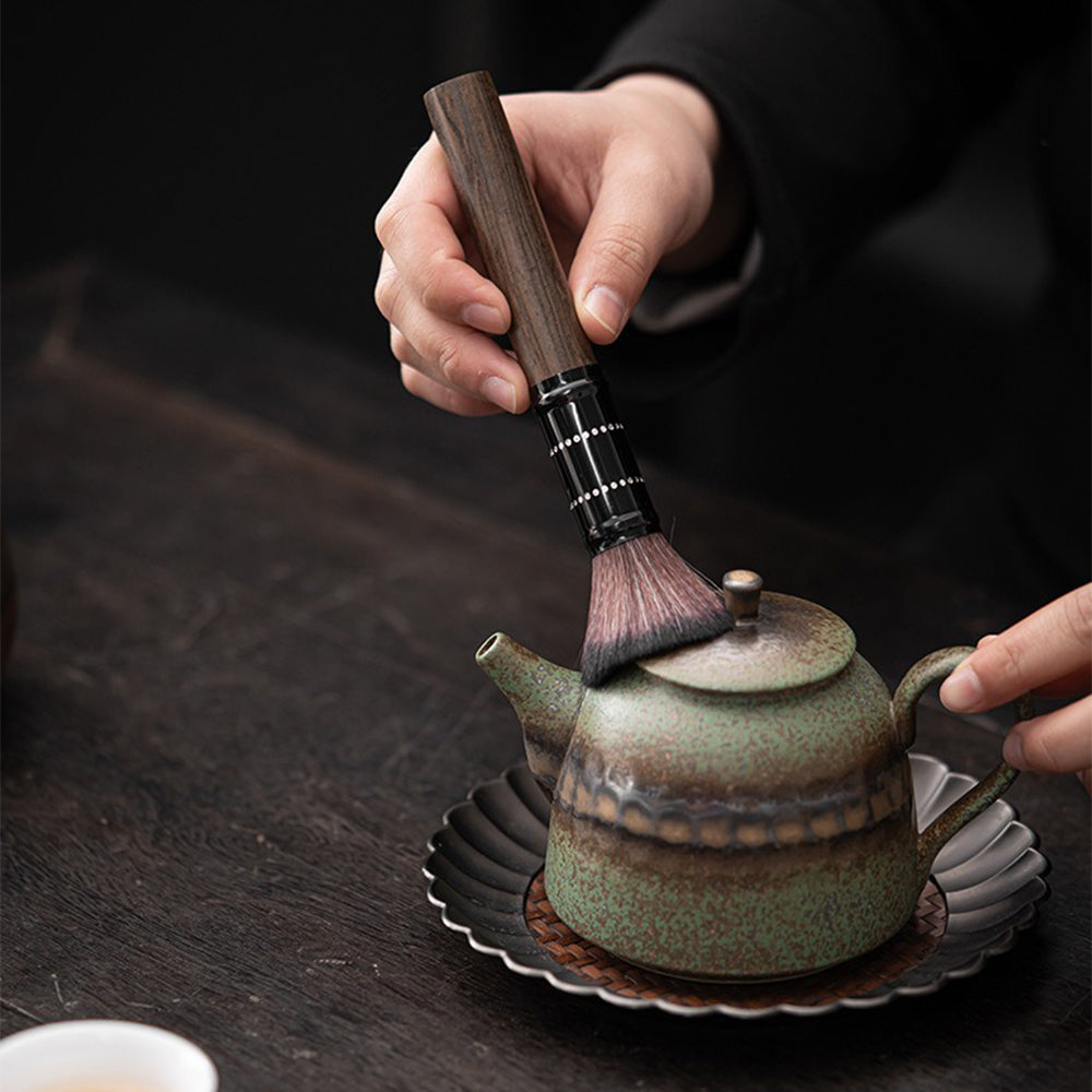 Ebony Tea Utensils Set with Bronze Glaze Holder